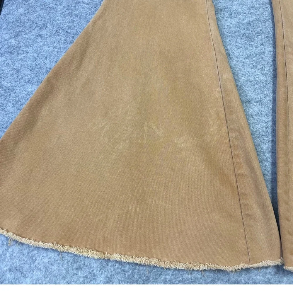 We The Free People Lace Up Back Curvy Just Float On Flare Jeans 29 Tan Boho